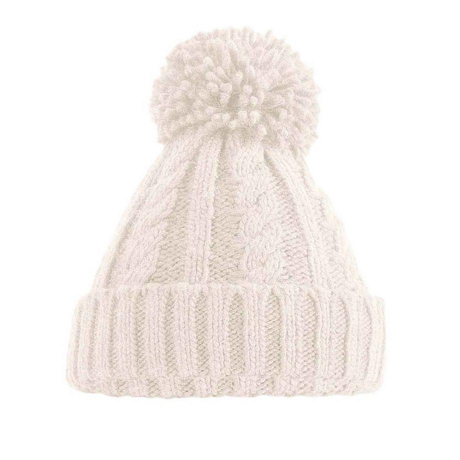 Beechfield Strickmütze mit Zopfmuster und Bommel  