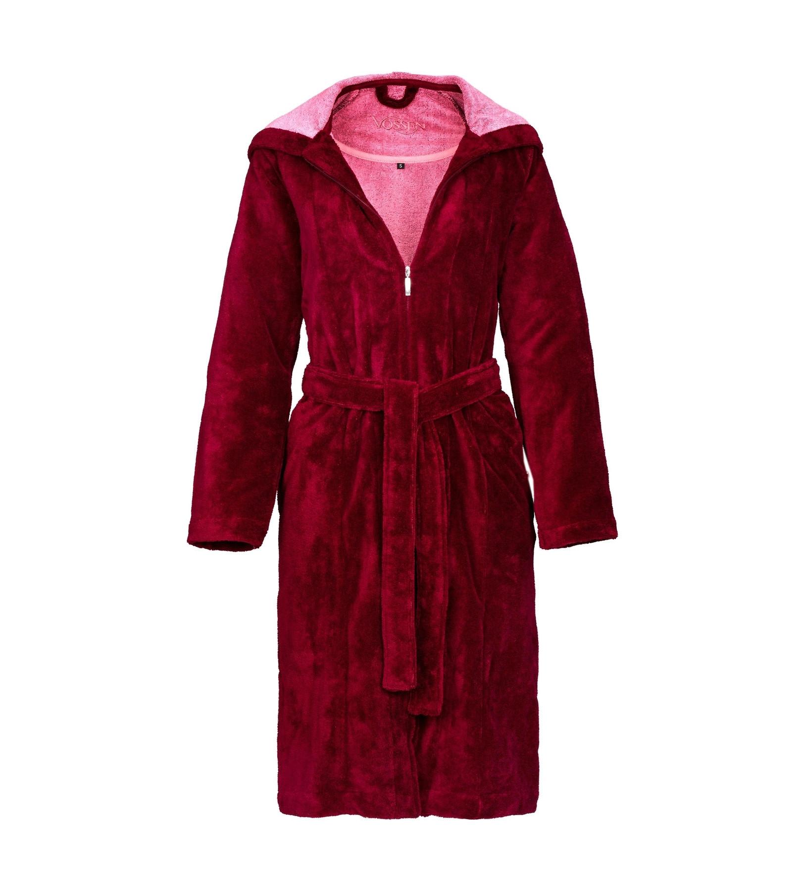 Image of Palermo Bademantel Damen Dunkelrot L