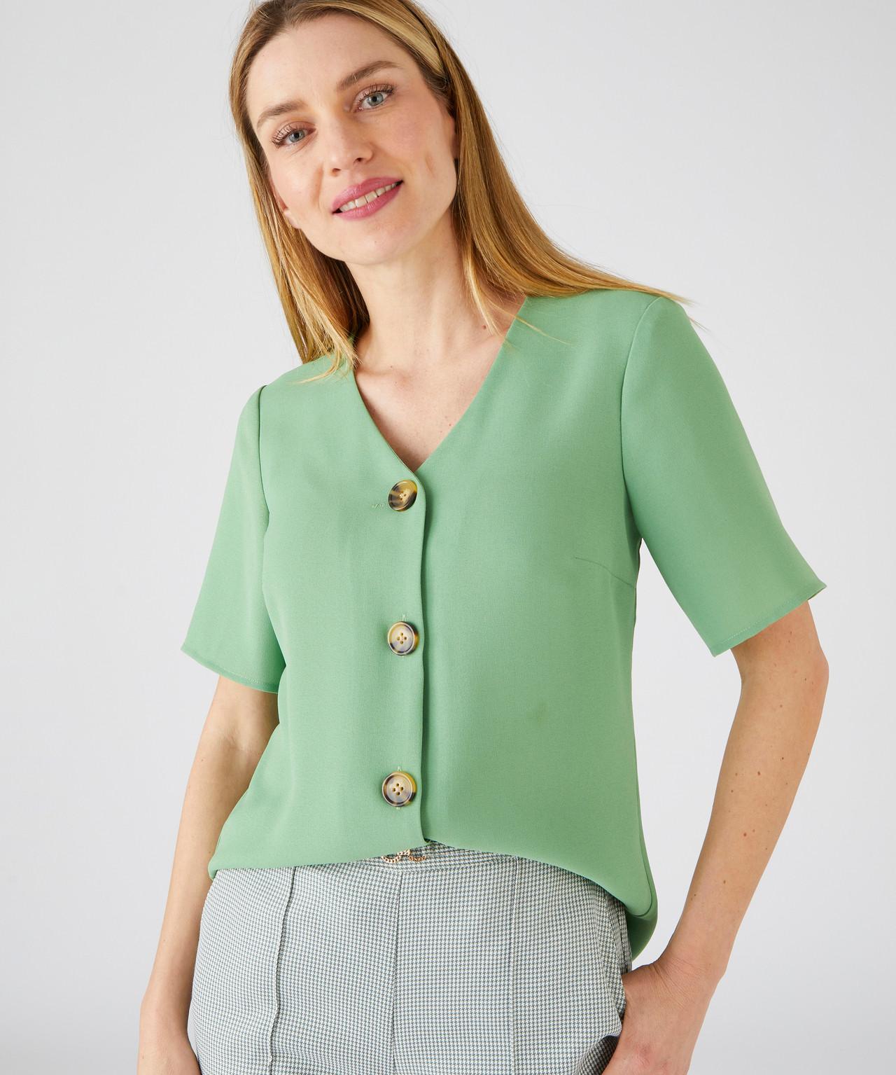 Image of Fliessende Crêpe-bluse. Damen Grün 48