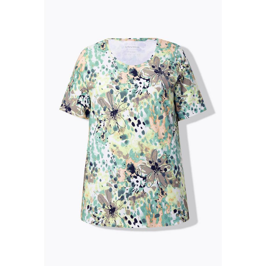 Ulla Popken T-Shirt Ziersteine A-Linie Rundhals Halbarm  