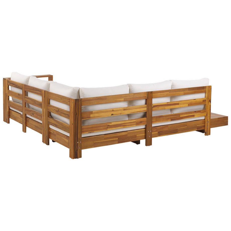 Beliani Linksseitiges Ecksofa mit Tisch aus FSC® zertifiziertes Akazienholz Rustikal MARETTIMO  