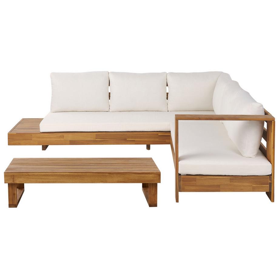 Linksseitiges Ecksofa mit Tisch aus FSC® zertifiziertes Akazienholz Rustikal MARETTIMO