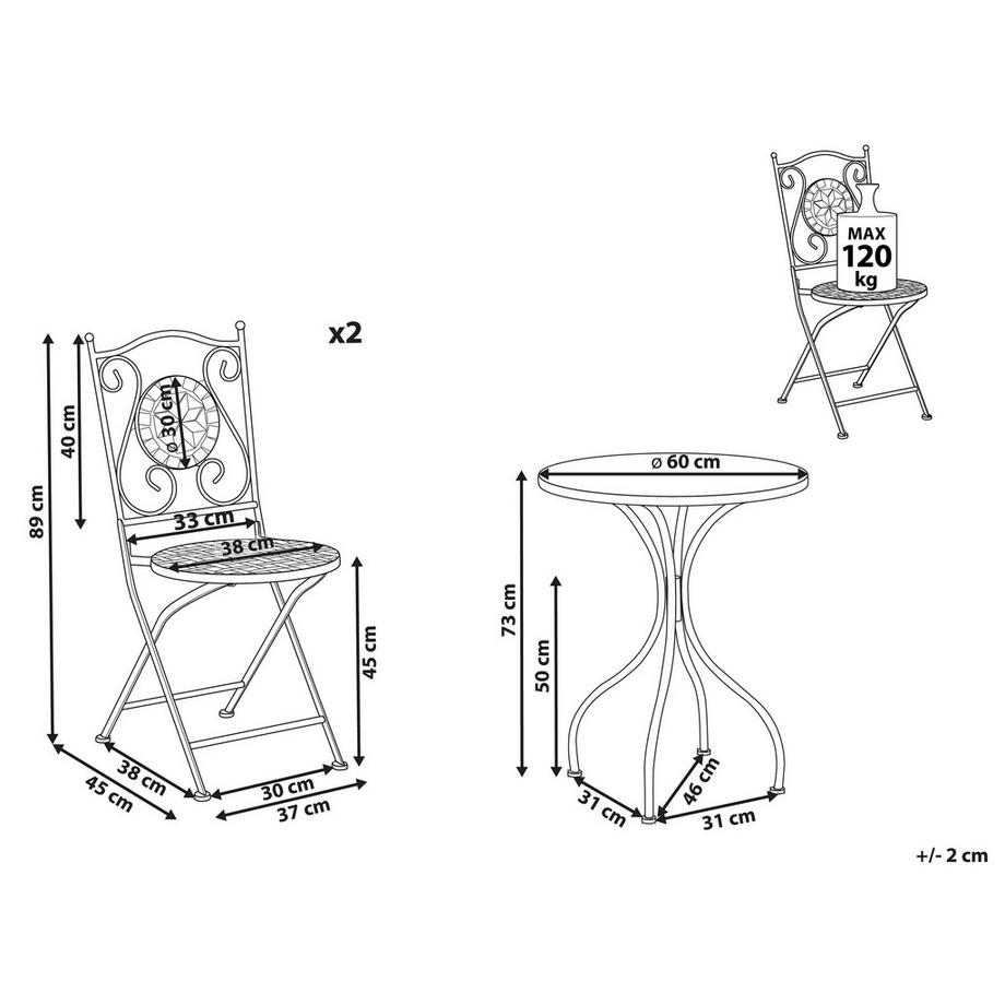 Beliani Bistro Set aus Eisen  CARIATI  