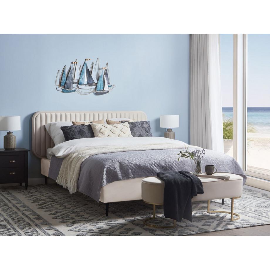 Beliani Lit avec sommier en Velours Minimaliste BRIN  