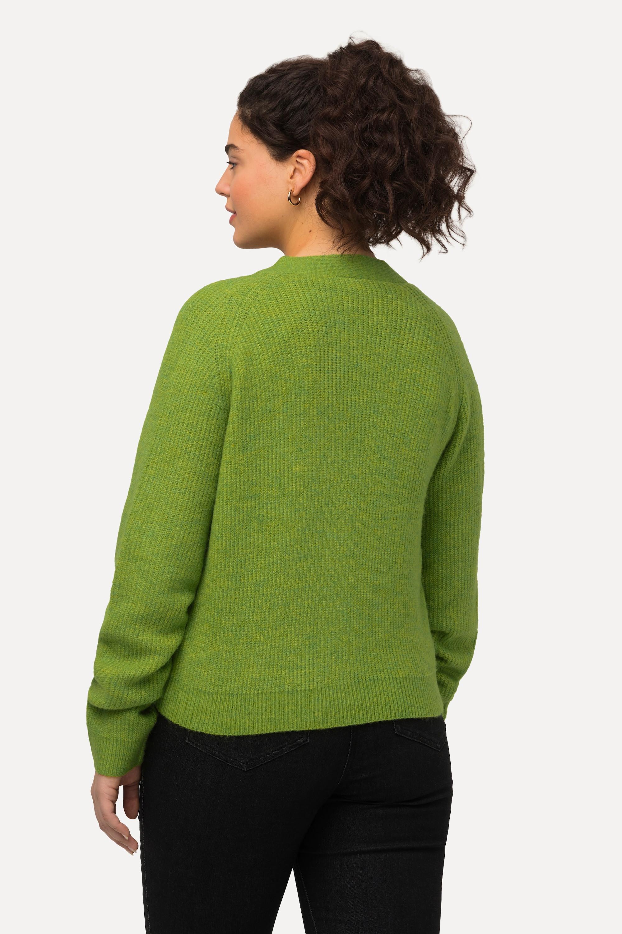 Ulla Popken  Cardigan à col en V et manches raglan, patte de boutonnage 