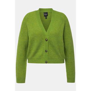 Ulla Popken  Cardigan à col en V et manches raglan, patte de boutonnage 