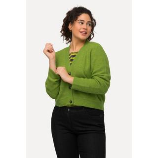 Ulla Popken  Cardigan à col en V et manches raglan, patte de boutonnage 