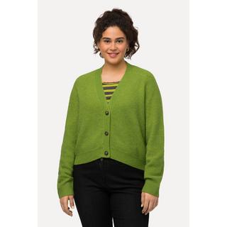 Ulla Popken  Cardigan à col en V et manches raglan, patte de boutonnage 