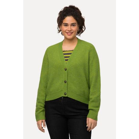 Ulla Popken  Cardigan à col en V et manches raglan, patte de boutonnage 