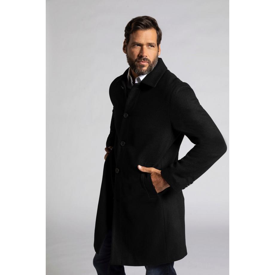 JP1880 Manteau en Laine Mélangée Déperlant Col Chemise  