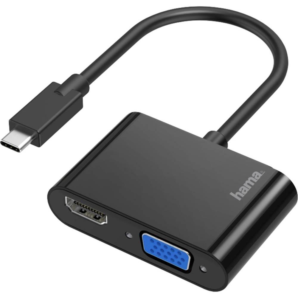 hama  USB-C® / HDMI / VGA Adattatore [1x spina USB-C® - 1x Presa VGA, Presa HDMI] Nero 