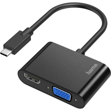 USB-C® / HDMI / VGA Adattatore [1x spina USB-C® - 1x Presa VGA, Presa HDMI] Nero