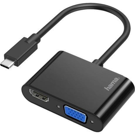 hama  Adaptateur USB C 2 en 1 vers VGA et HDMI 