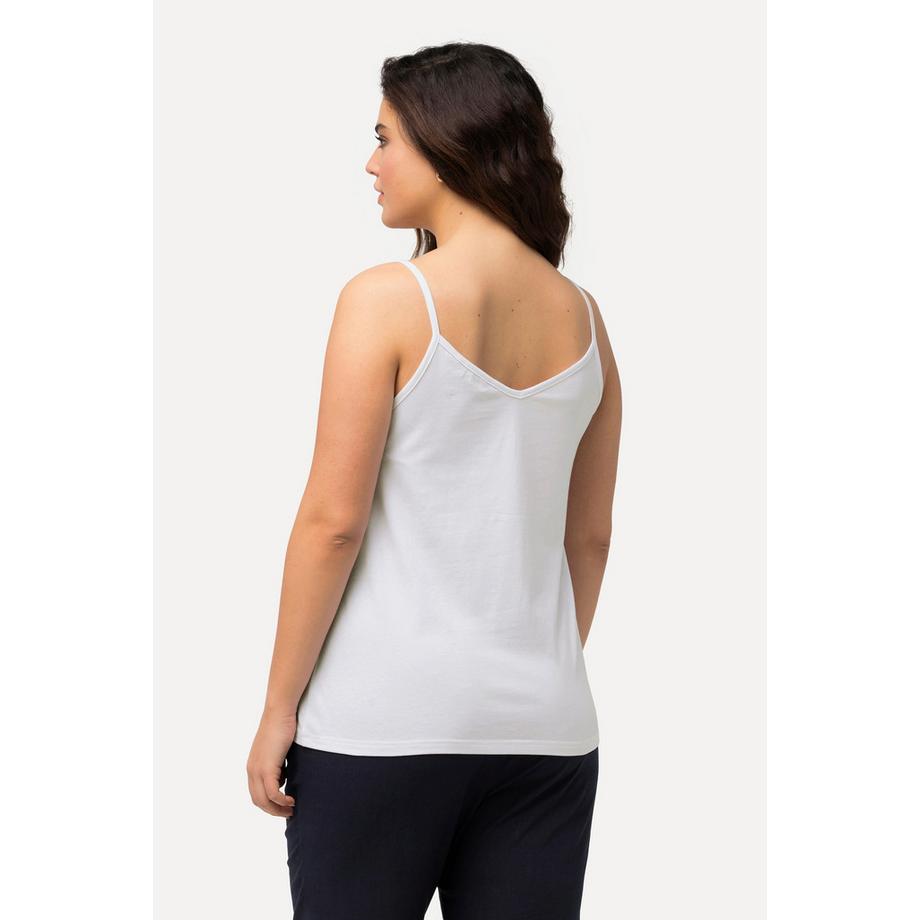 Ulla Popken Top smanicato con spalline sottili scollo a V  