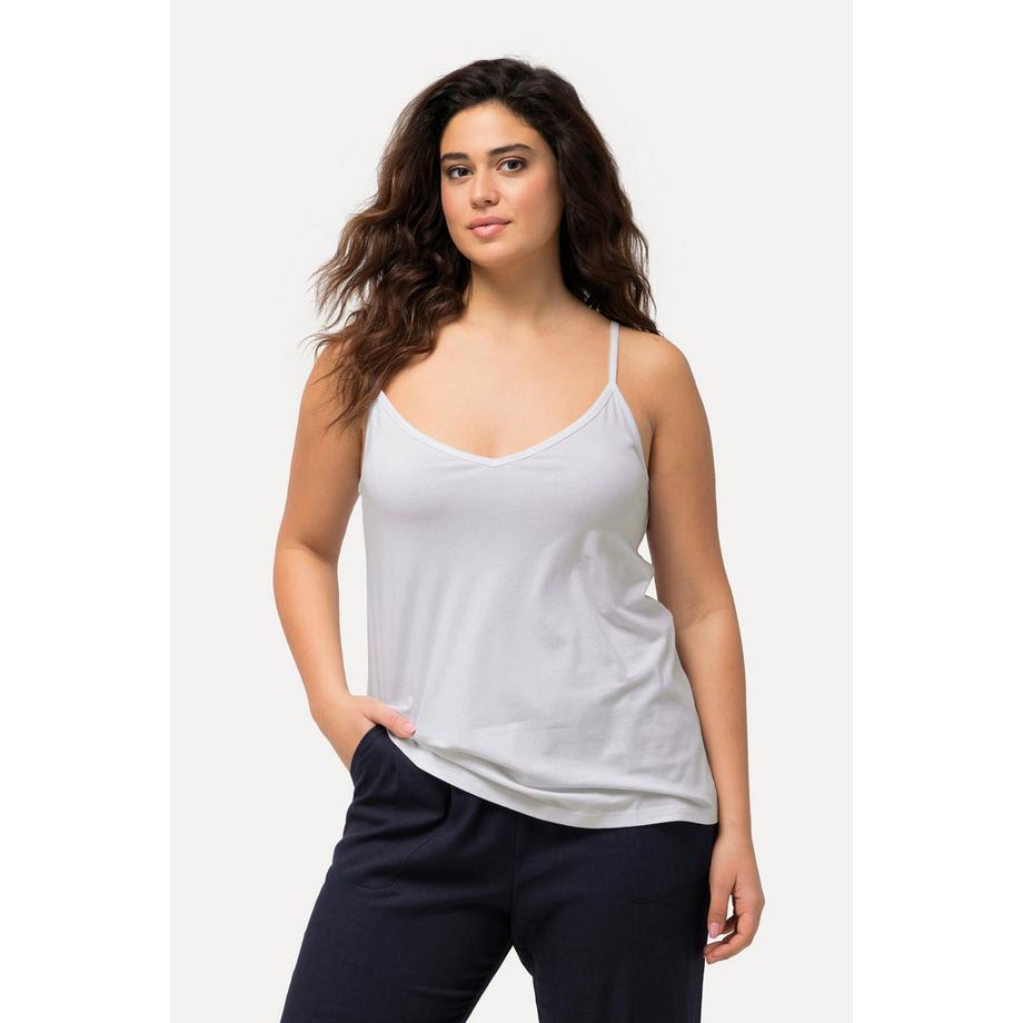 Ulla Popken Top smanicato con spalline sottili scollo a V  