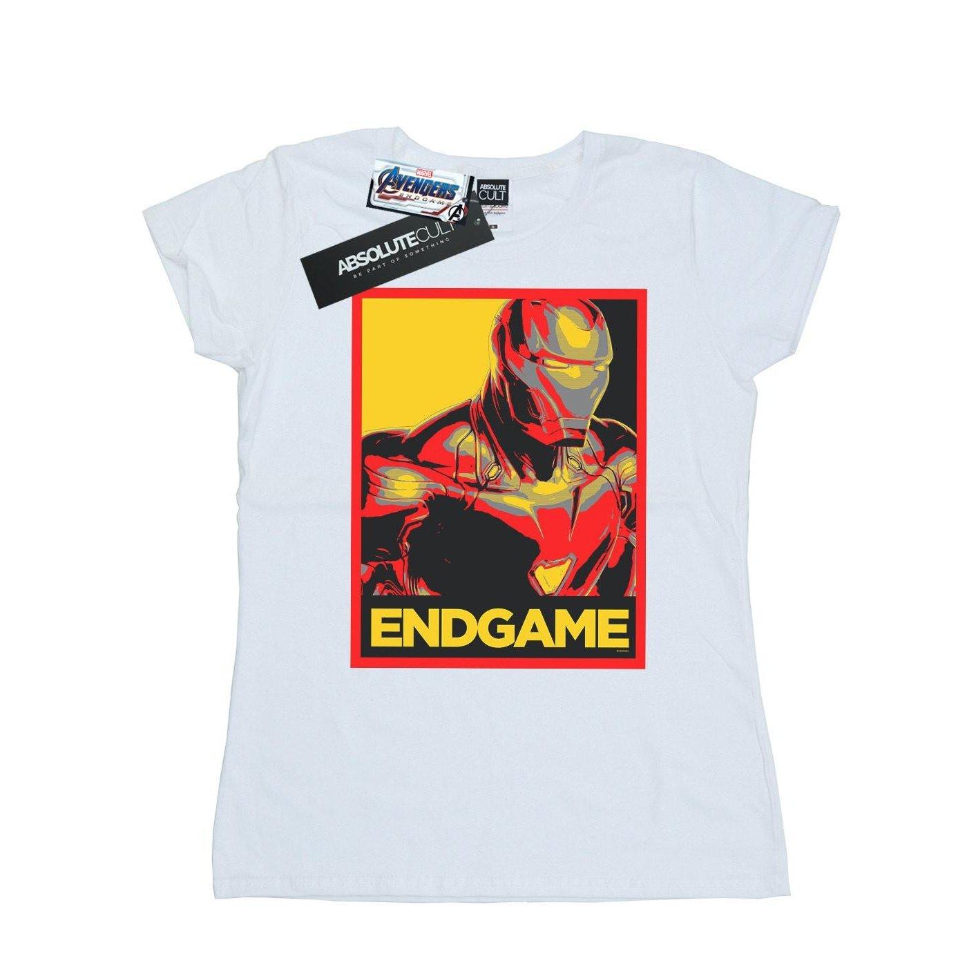 Image of Avengers Endgame Iron Man Poster Tshirt Damen Weiss XXL