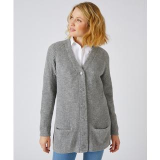 Damart  Gilet long maille anglaise, mélange laine, fermeture boutonnée. 