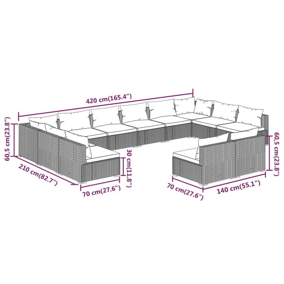 VidaXL Garten-lounge-set poly-rattan  