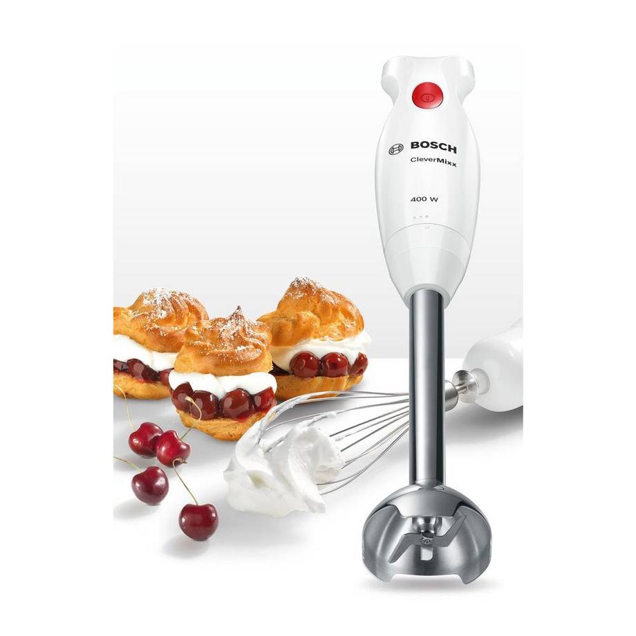 E+P Elektrik Mixeur plongeant 400 watts, pied métallique, manche CleverMixx /Deep red  