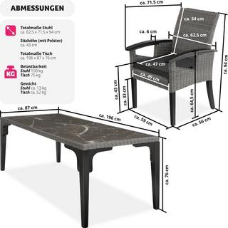 Tectake Rattan Tisch Foggia mit 6 Stühlen Rosarno  