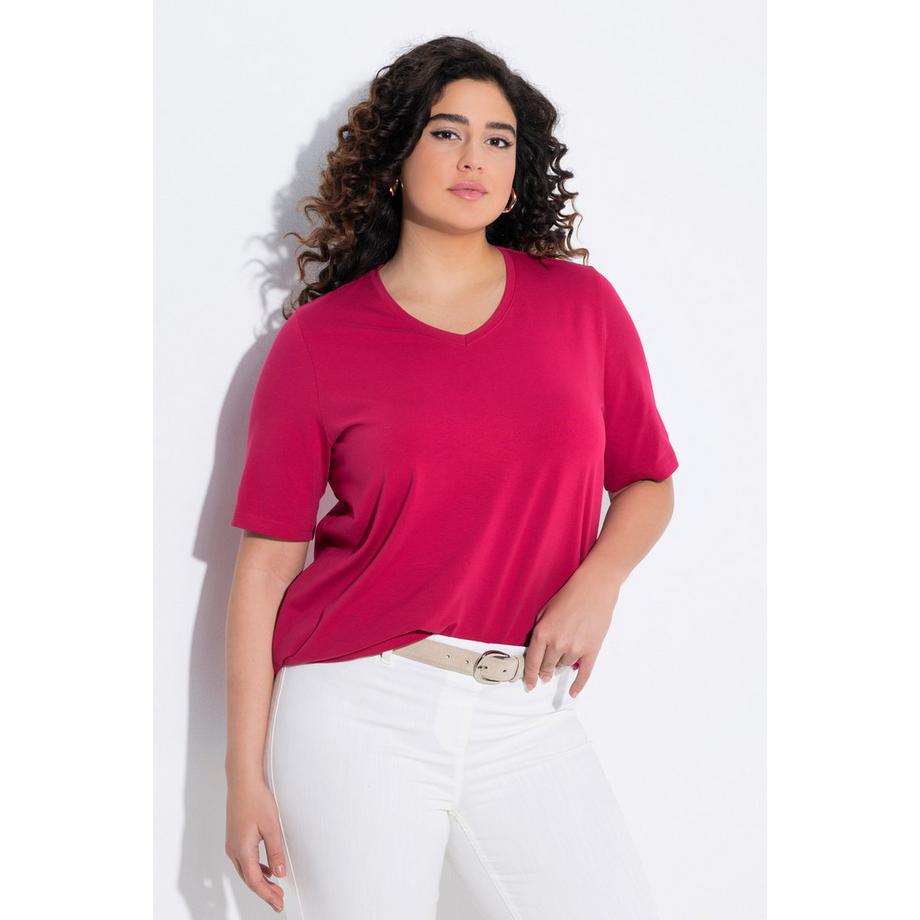 Ulla Popken A-Linie V-Ausschnitt Halbarm T-Shirt  