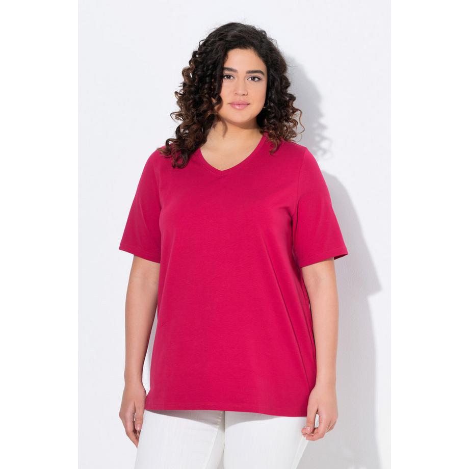 Ulla Popken A-Linie V-Ausschnitt Halbarm T-Shirt  