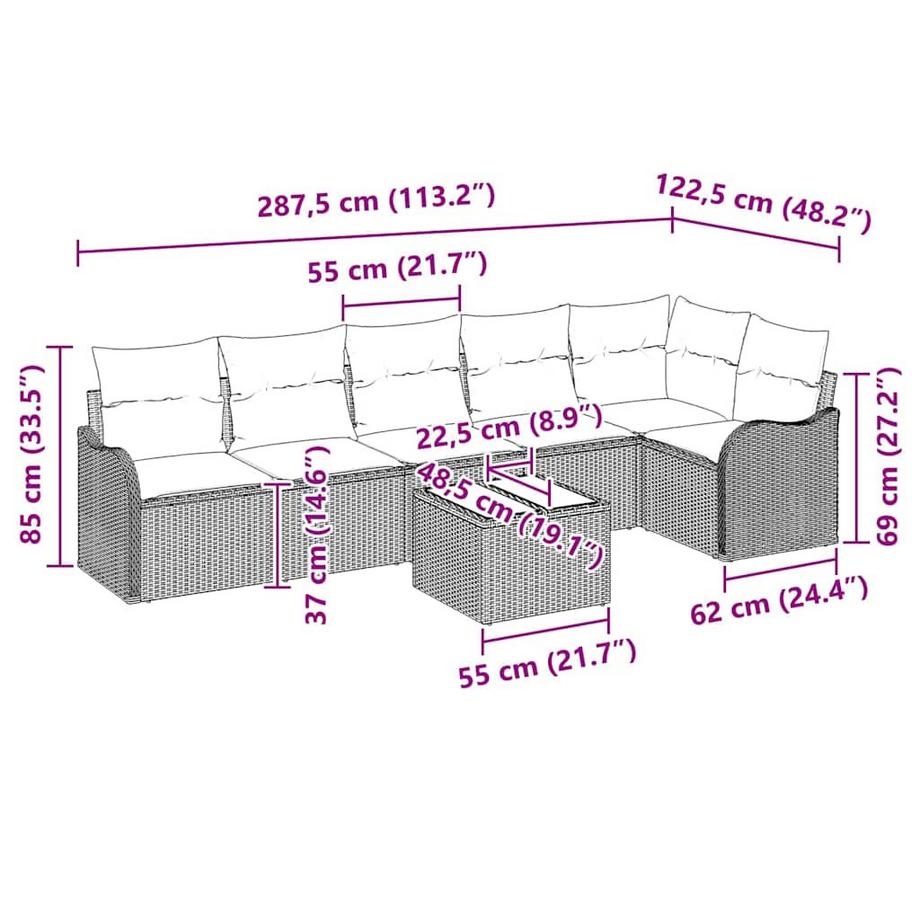 VidaXL Set Divano da Giardino Polyrattan  