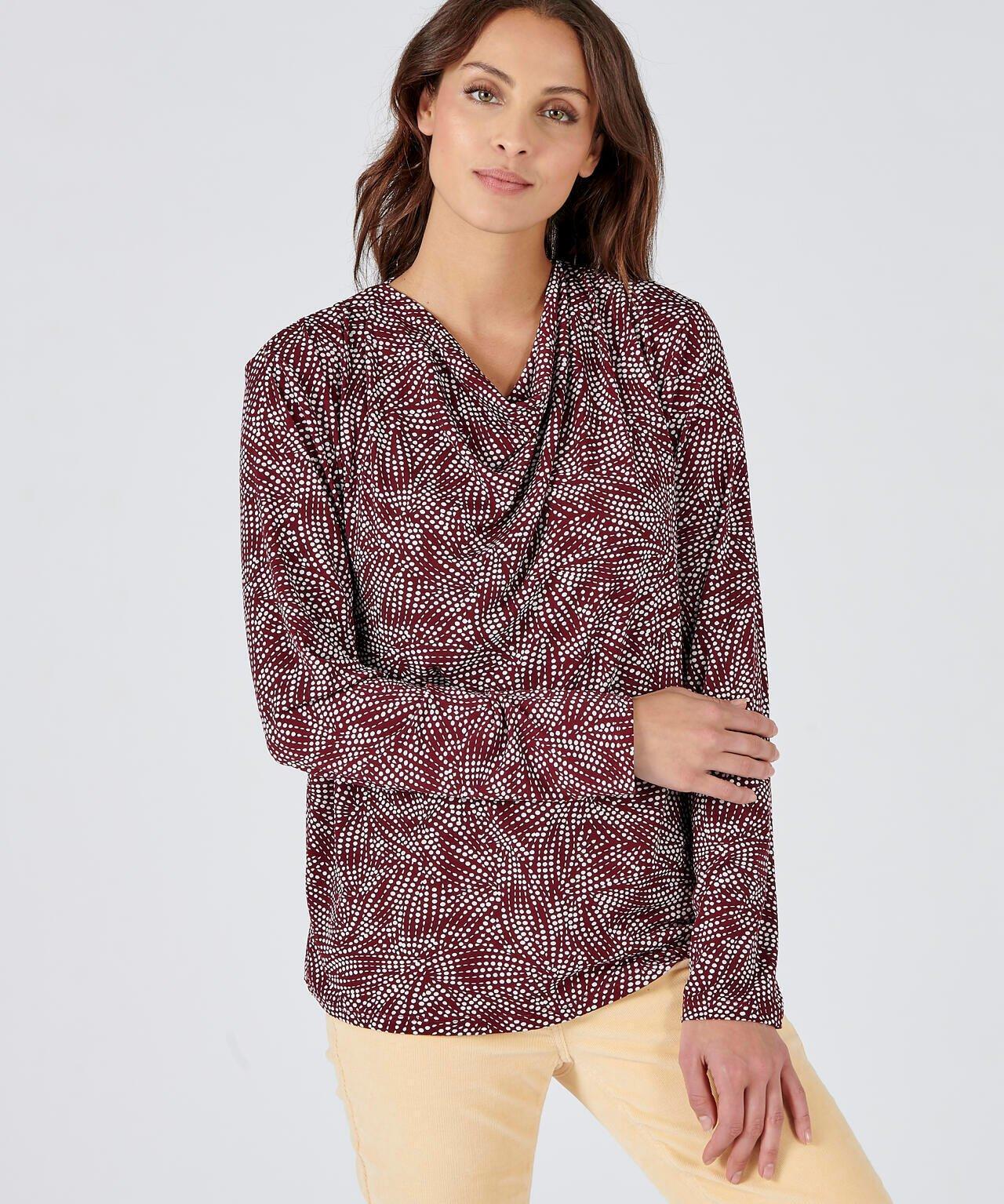 Image of Bedrucktes Crêpe-shirt. Damen Rot 38/40