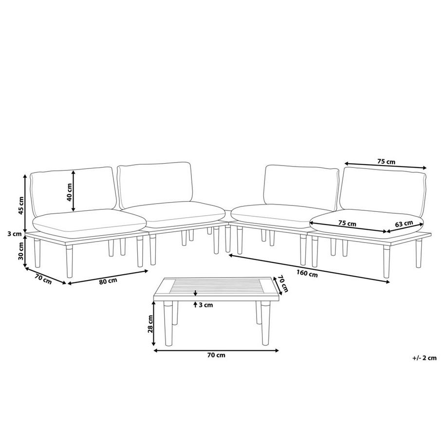 Beliani Set divani con tavolino en Legno d'acacia certificato FSC® Moderno FRASCATI  