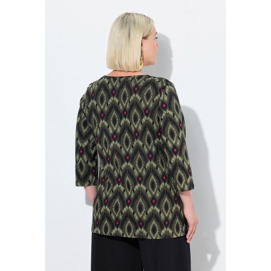 Ulla Popken T-shirt Linea ad A Scollo Quadrato Maniche 3/4  