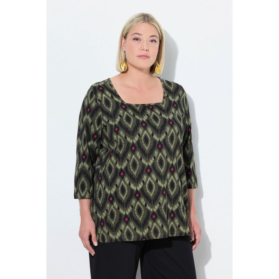 Ulla Popken T-shirt Linea ad A Scollo Quadrato Maniche 3/4  