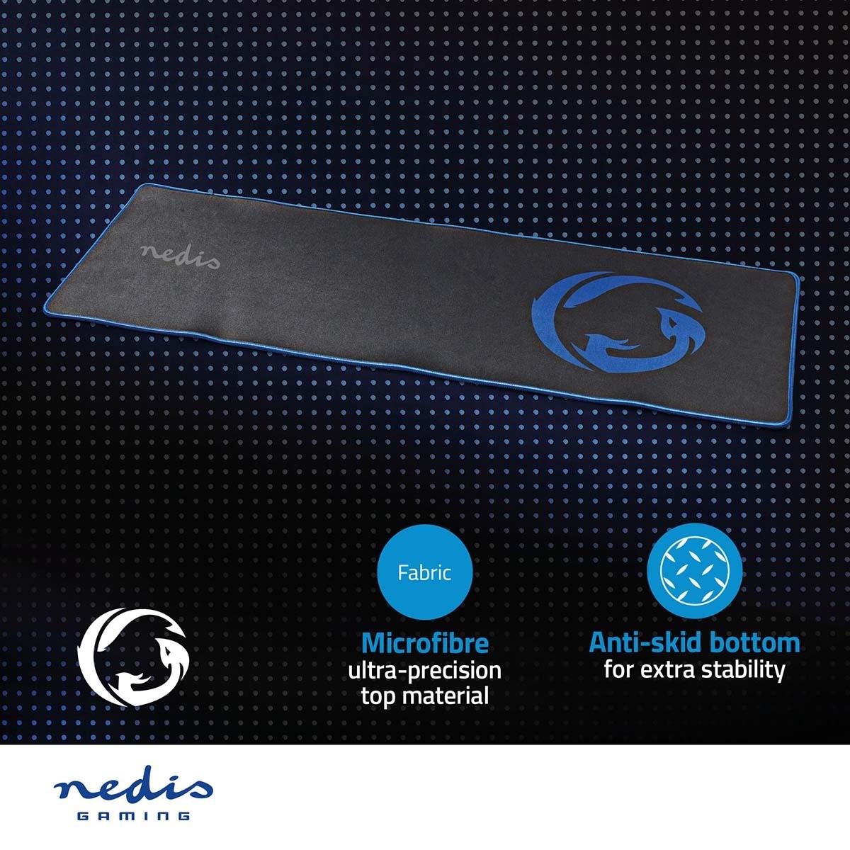 Nedis  Mousepad da gioco | Gomma / Microfibra | Nero 