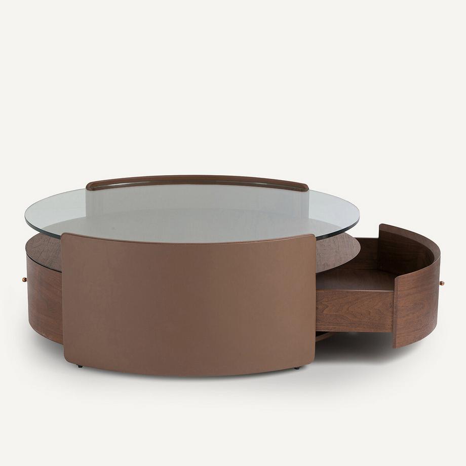 AM.PM Table basse plaqué noyer et cuir  