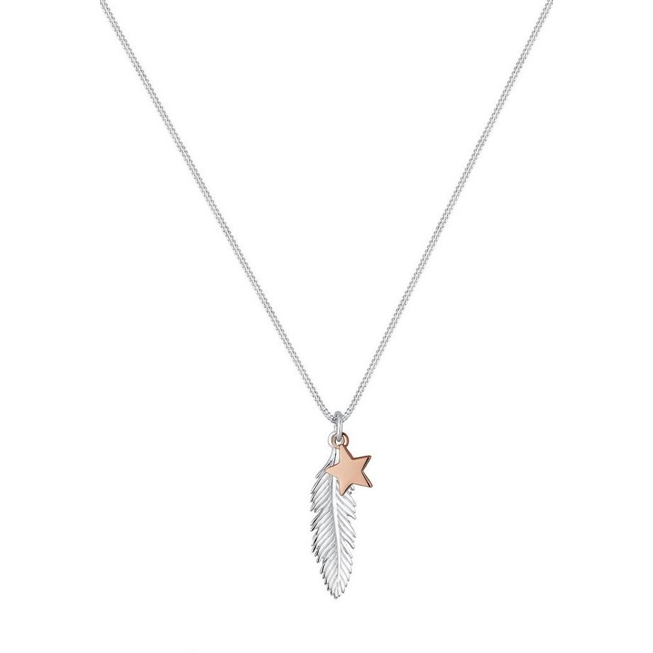Elli  Collier Pendentif Plume Étoile Bicolore 