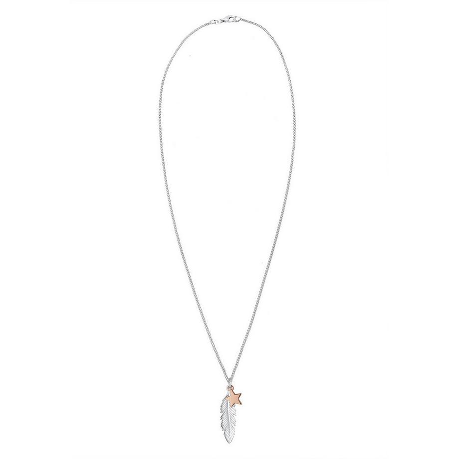Elli  Collier Pendentif Plume Étoile Bicolore 