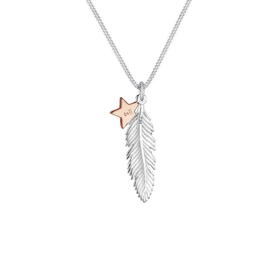 Elli  Collier Pendentif Plume Étoile Bicolore 
