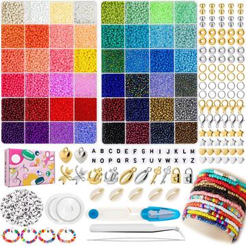 16000 pièces de perles pour bracelets, perles de bricolage pour enfiler avec des perles de lettres pour des bracelets d'idée de cadeau, perles pour enfiler ensemble pour les enfants