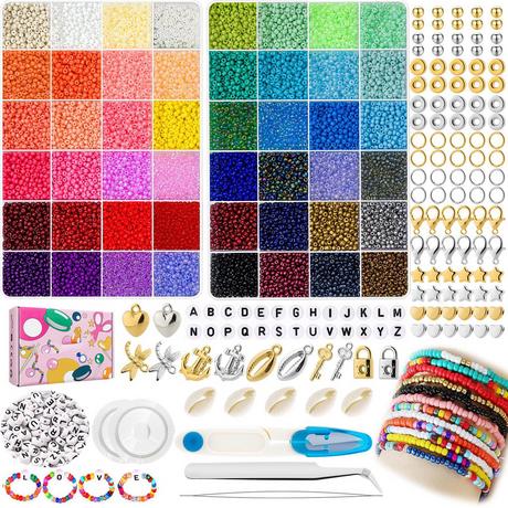 Activity-board  16000 pièces de perles pour bracelets, perles de bricolage pour enfiler avec des perles de lettres pour des bracelets d'idée de cadeau, perles pour enfiler ensemble pour les enfants 