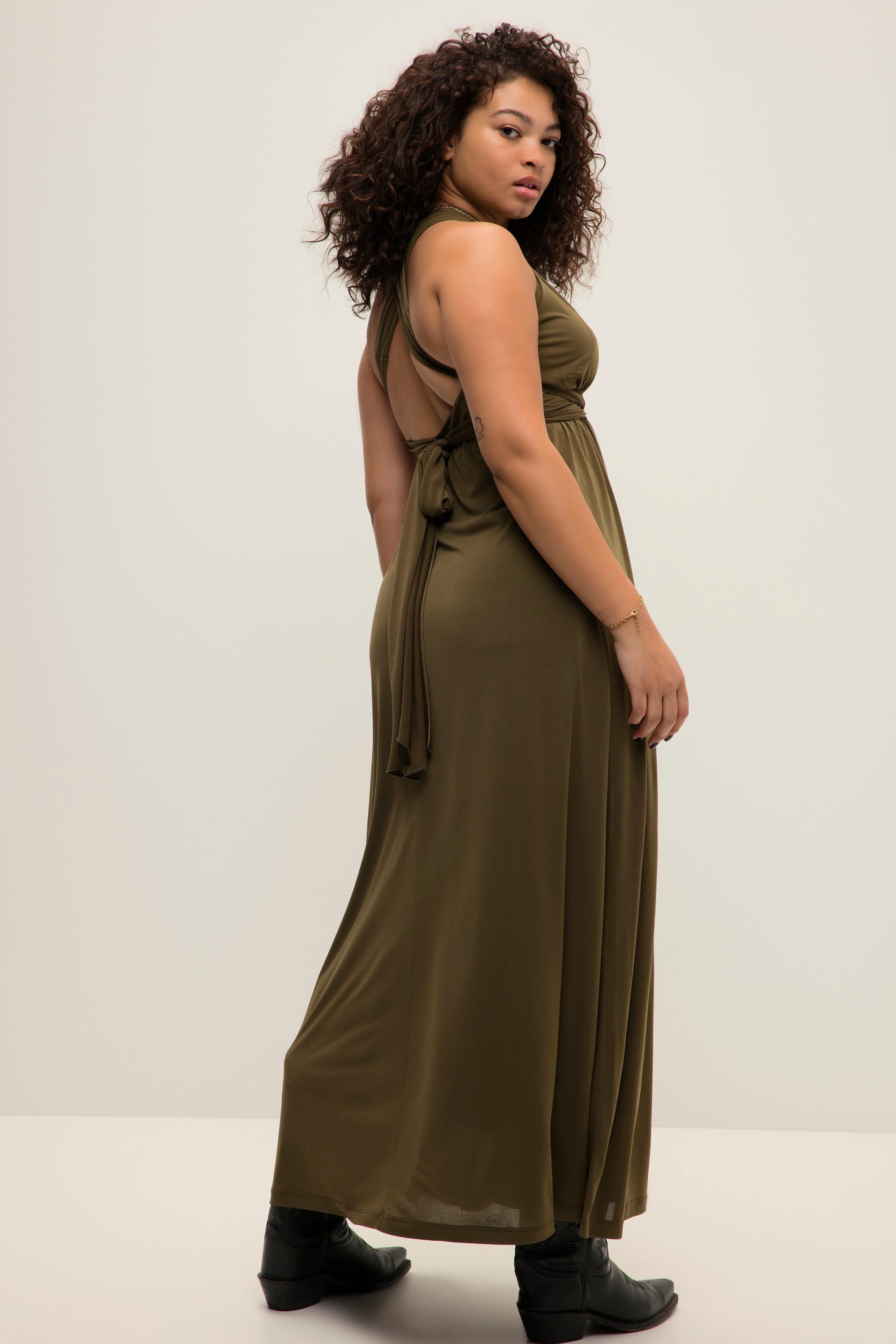 Studio Untold Abito Jersey Incrociato Lunghezza Maxi Gonna Svasata Senza Maniche  