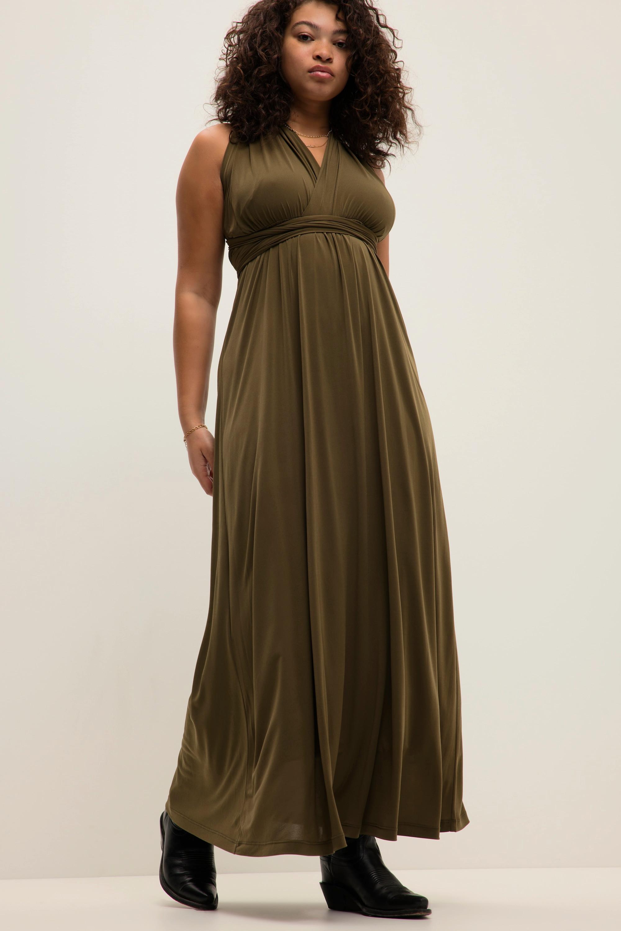 Studio Untold Abito Jersey Incrociato Lunghezza Maxi Gonna Svasata Senza Maniche  