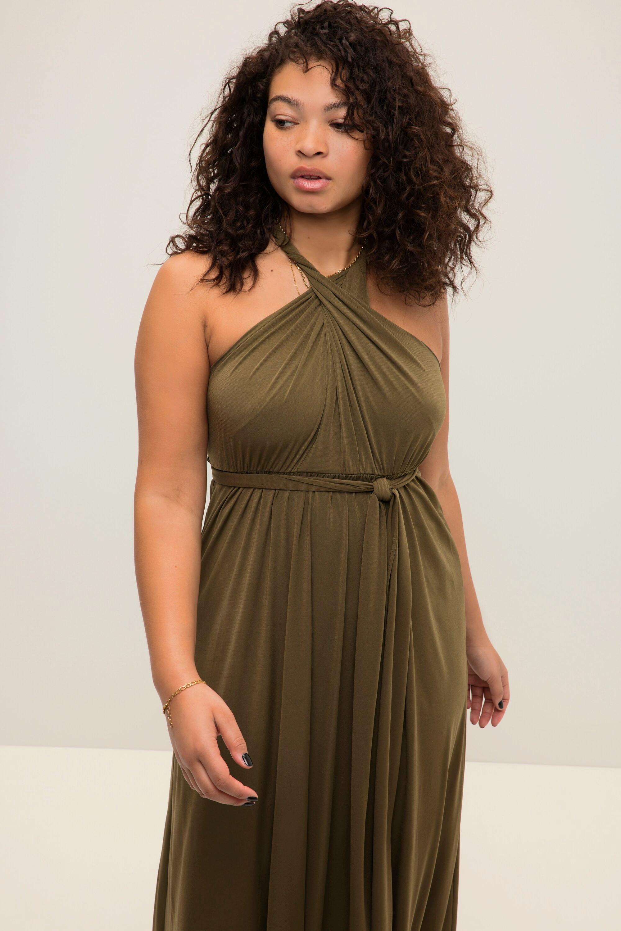 Studio Untold Abito Jersey Incrociato Lunghezza Maxi Gonna Svasata Senza Maniche  