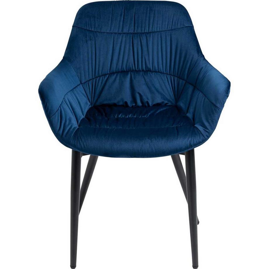 mutoni Chaise avec accoudoirs velours noir bleu  
