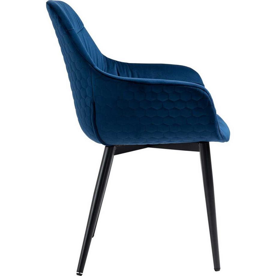 mutoni Chaise avec accoudoirs velours noir bleu  