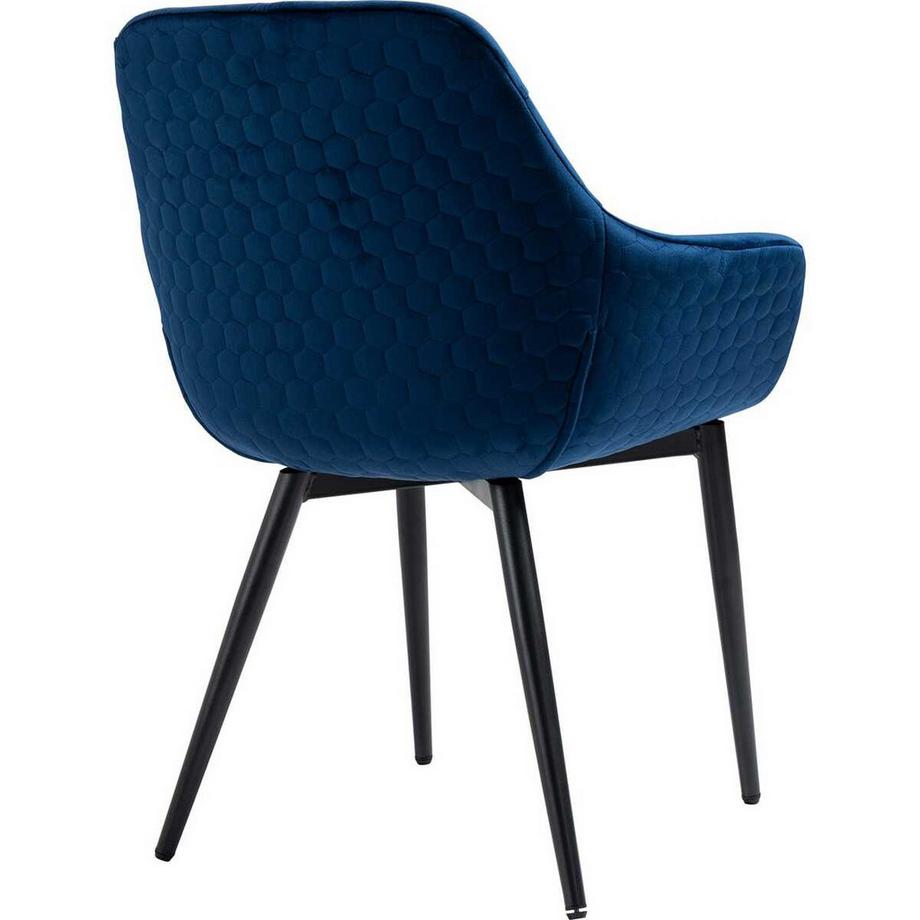 mutoni Chaise avec accoudoirs velours noir bleu  