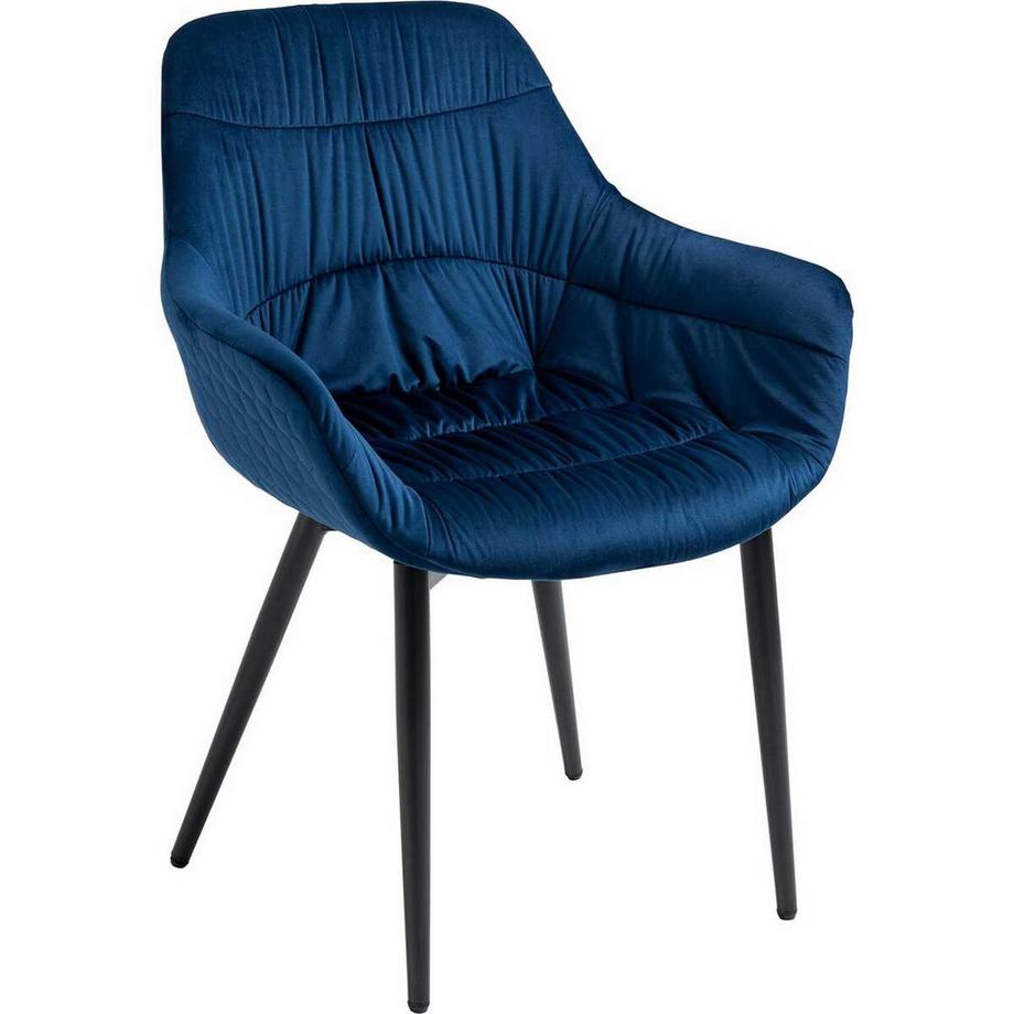 Chaise avec accoudoirs velours noir bleu