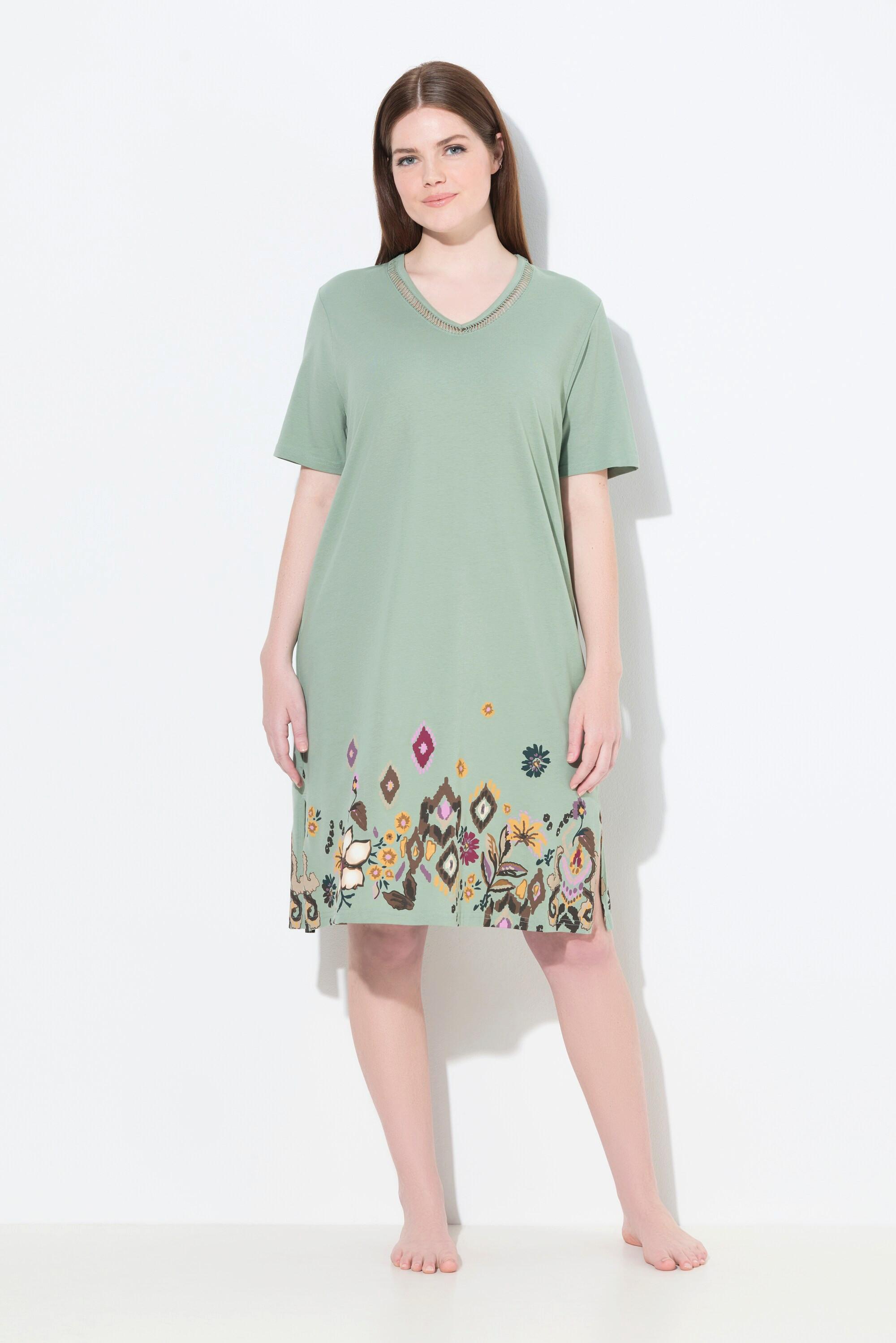 Ulla Popken Bigshirts Confezione Doppia Fiori Scollatura a V Mezze Maniche  