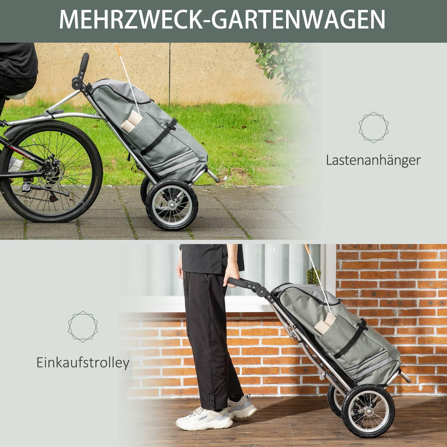 Northio  Remorque Cargo Et Chariot De Courses 2 En 1 Pour Remorques À Vélo, Avec Pinces De Connexion, 24,3 Kg, 55 L, Aluminium+Oxford, Gris+Argent, 53X43X110Cm 