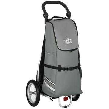 Rimorchio Da Carico E Carrello Spesa 2 In 1 Per Rimorchi Da Bicicletta, Con Morsetti Di Collegamento, 24,3 Kg, 55 L, Alluminio+Oxford, Grigio+Argento, 53X43X110 Cm