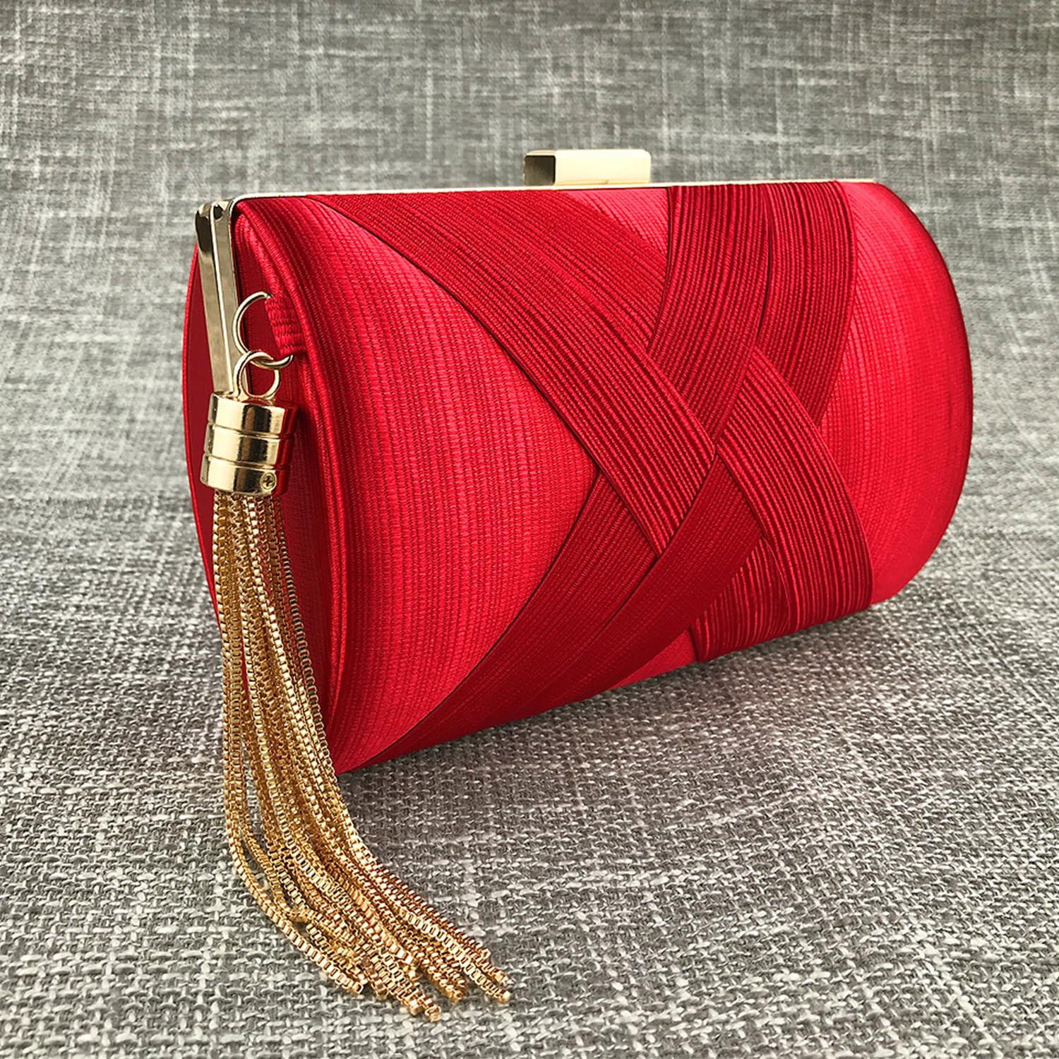 Only-bags.store Satin Abend Clutches Tasche Quaste Anhänger  