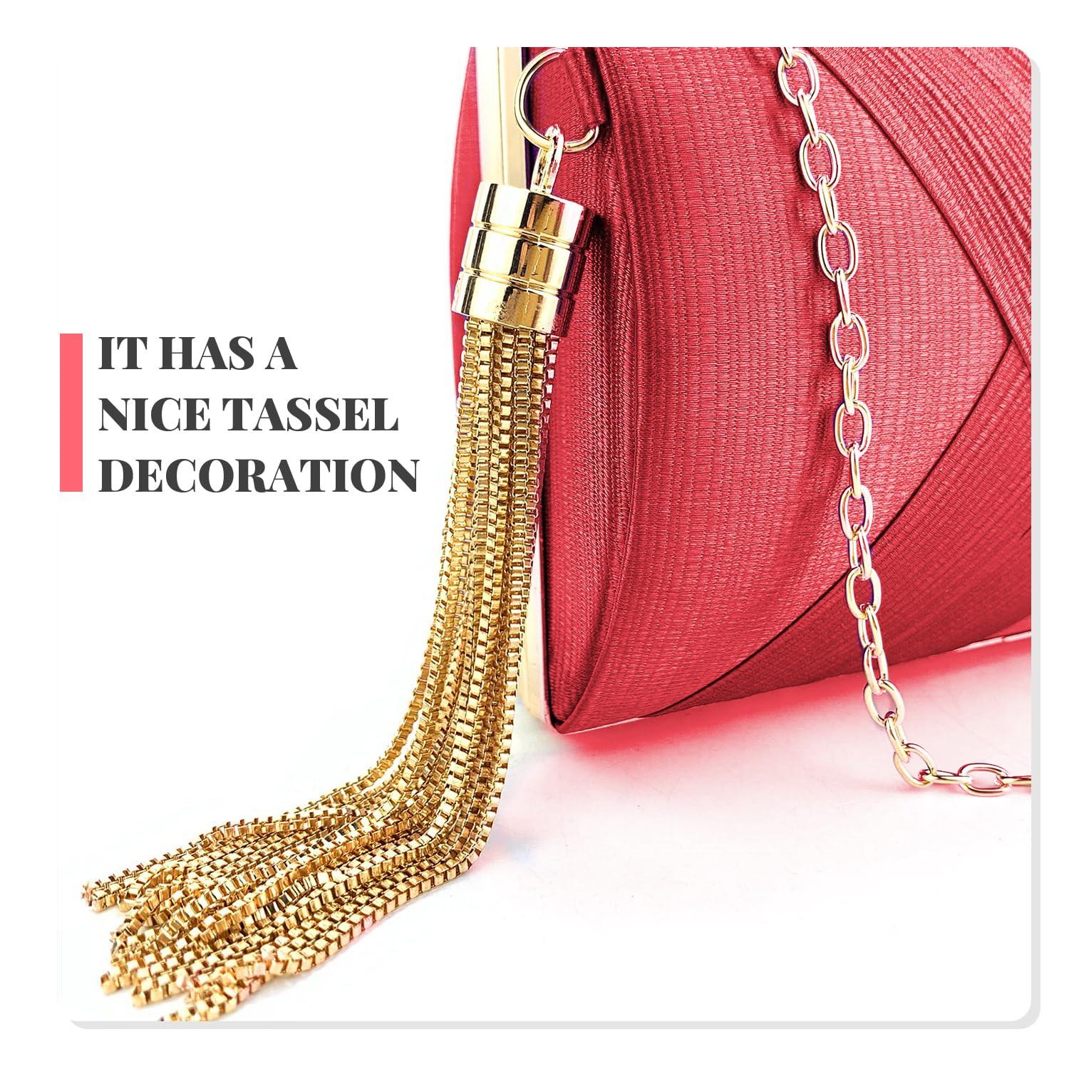 Only-bags.store Satin Abend Clutches Tasche Quaste Anhänger  